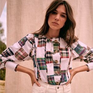 NWT - Sezane Bruna Shirt Patchwork - Size 46